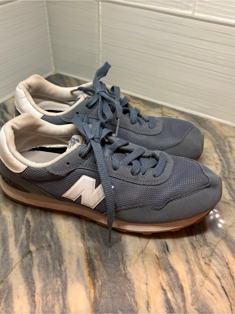 New Balance 515 Big Boys 5.5 Blue White Athletic Running Walking Shoes Sneakers